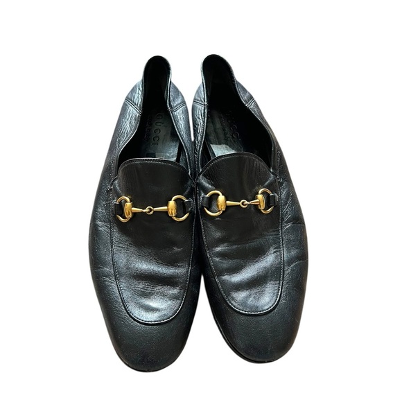 Gucci Black Leather Round Toe Horsebit Loafers Size 9.5 - Picture 1 of 13